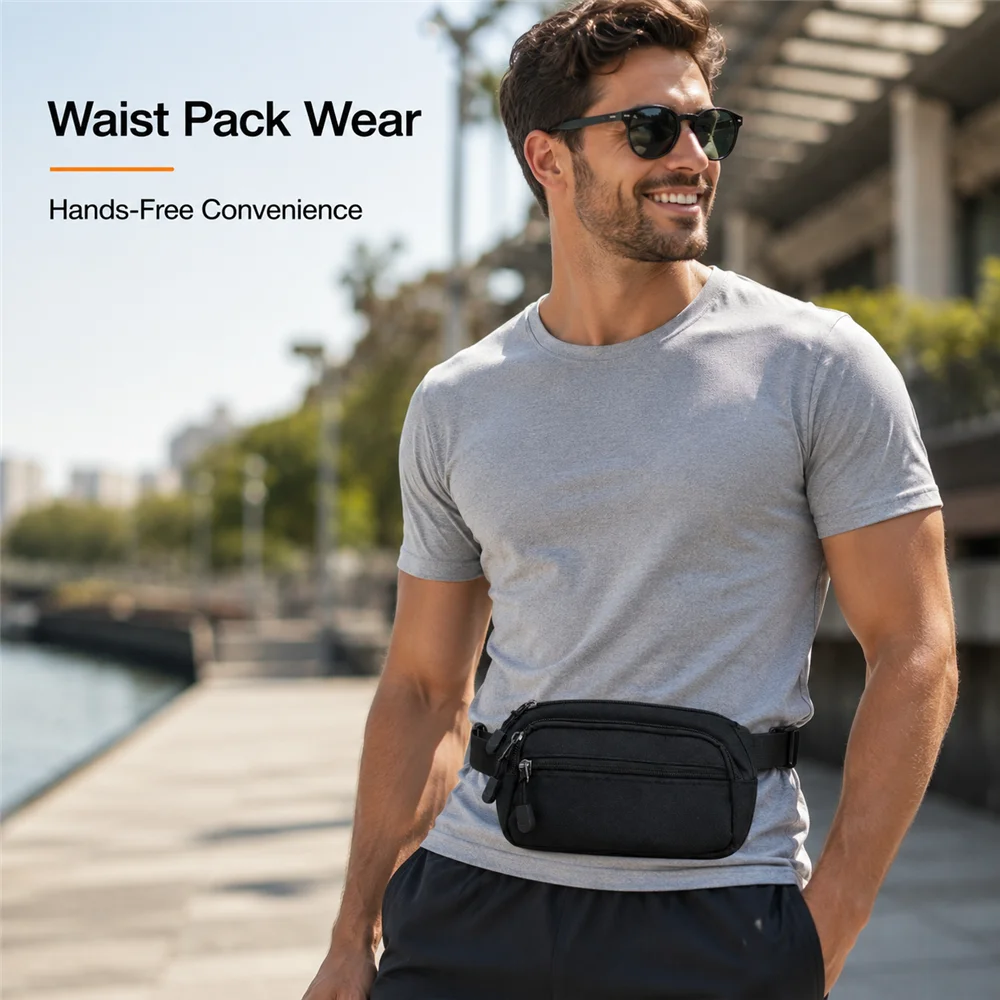 Wasserdichte Sporttasche für Herren mit großem Fassungsvermögen – Möglichkeit als Hüfttasche, Brusttasche, Umhängetasche, ideal zum Laufen, Camping, täglichen Tragen – Detail 8