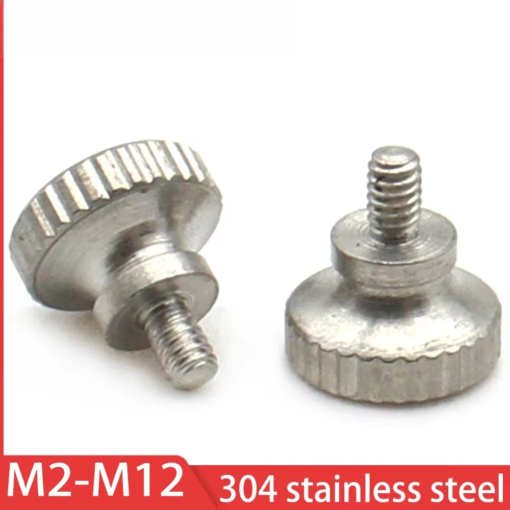 1/2/6PCS 304 Stainless Steel High Step Thumb Bolt M2 M2.5 M3 M4 M5~M12 Hand Grip Knob Bolts Knurled Thumb Screws Length 3 - 35mm