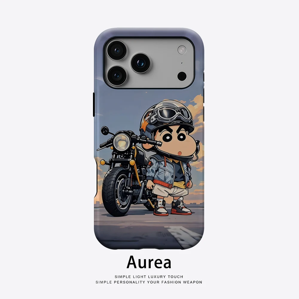 Shin-chan & Motorrad-Handyhülle für magnetische Handyhülle für iPhone 17 16 15 14 13 Pro Max Plus, einzelne doppelschichtige robuste Hülle