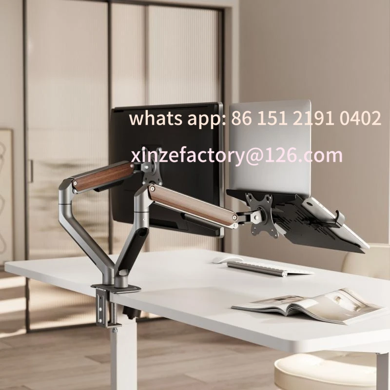 حامل شاشة قابل للتخصيص، شاشة مزدوجة، قاعدة رفع شاشة فرعية للكمبيوتر المحمول من واحد إلى اثنين