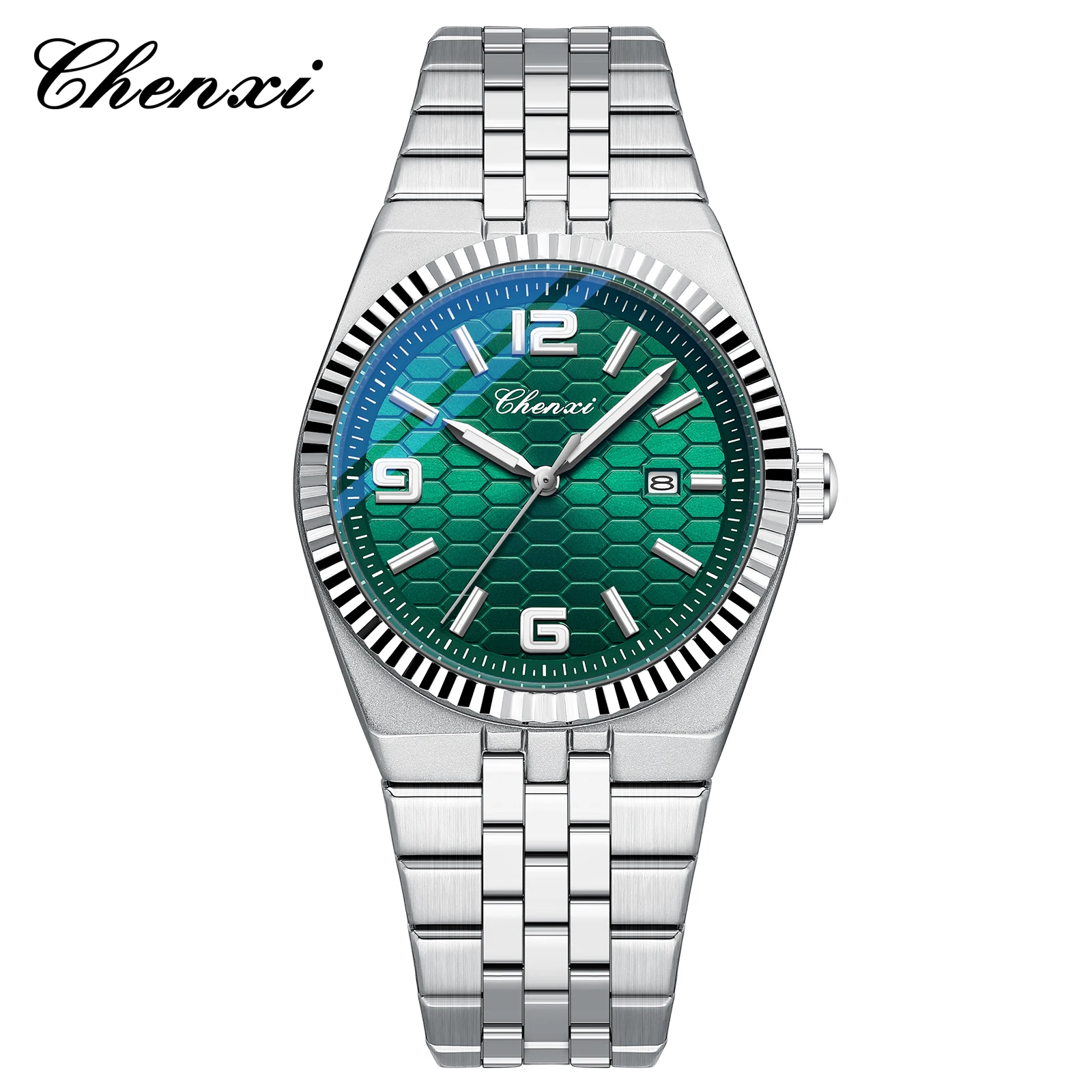 CHENXI High-End Watches For Man Luminous Fashion Minimalist Calendar Circular Dial Stainless Steel Strap Quartz Wristwatches