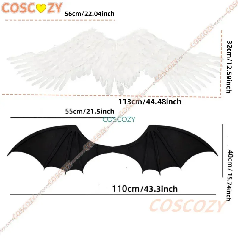 코스프레 날개 천사 악마 56cm 흰색/55cm 검은색 날개 콘 파티 코스프레 소품 성인용 애니메이션 날개