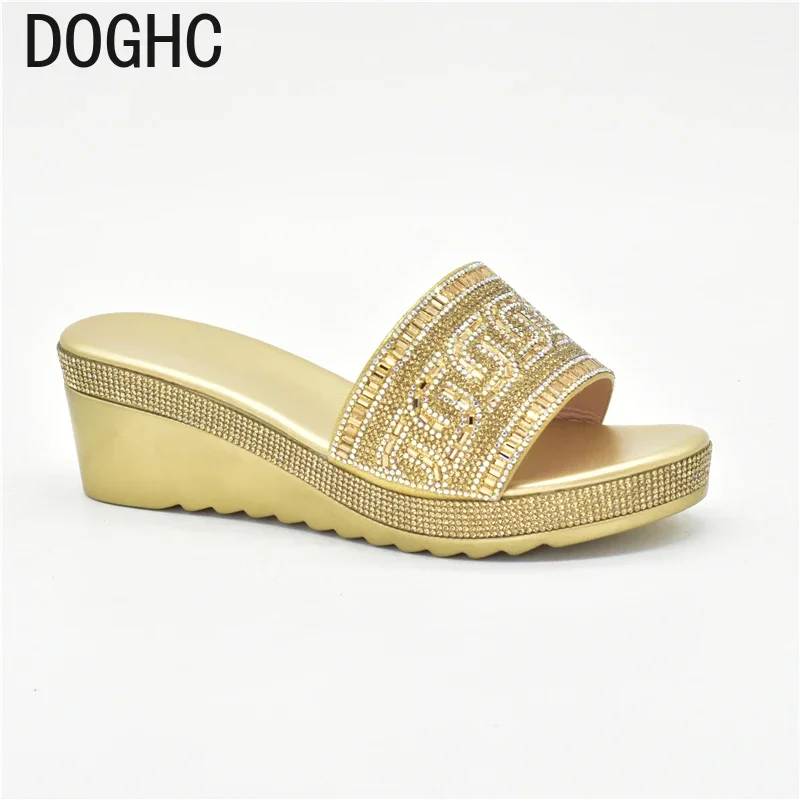 

New Arrival Nigerian Women Wedding Shoes Decorated with Rhinestone Womens Platform Heels Wedges Shoes for Women High Heels Sexy