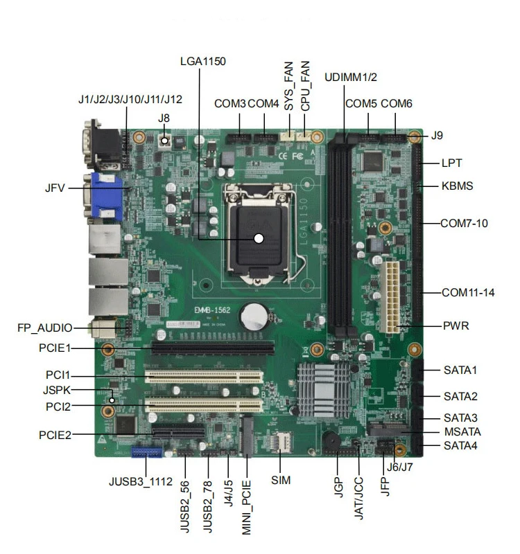 Adipcom MATX Motherboard EMMB-1562 CPU LGA 1150/2LAN/DDR3 Support 16GB Memory Computer Server Mini Motherboard