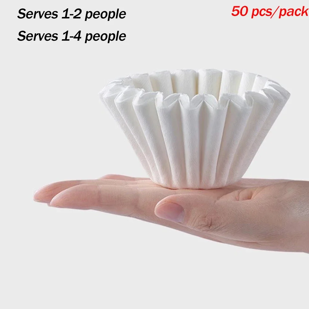 

1-4 People Cake Coffee Filter Paper Filter Paper 50 Pcs/pack Drip Type Hand-brewed Coffee Origami Filter Cup Barista Accessories