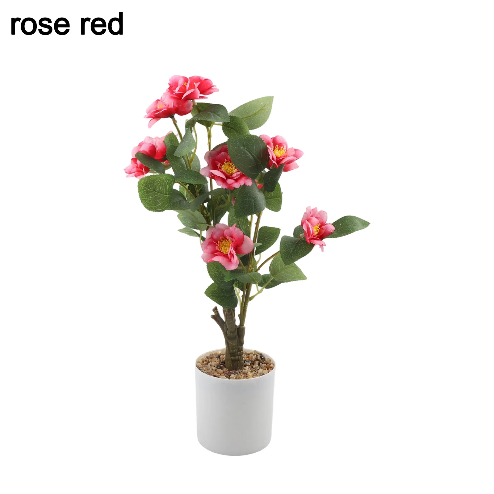42cm Faux Camellia Plant with Compact Pot for Small Space Decor Living Room Kitchen Office Desk Shelf Natural Accent Piece