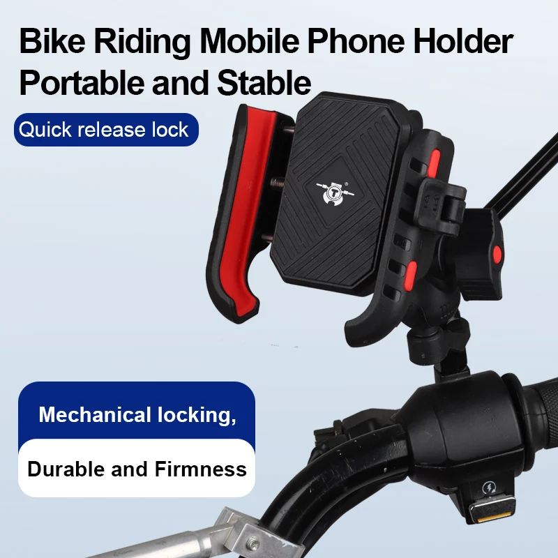 Motorrad-Handyhalterung mit Stoßdämpfer, Ein-Klick-Verriegelung, Anti-Schüttel-Funktion für Elektrofahrrad, Roller-Lenker, Navigation beim Fahren