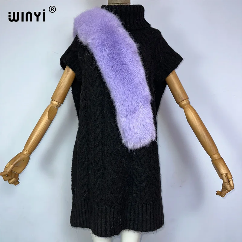 WINYI monocolour Catwalk model knitting Comfort Warm winter fashion Holiday cloak Elegant Africa Women Boho party poncho dress