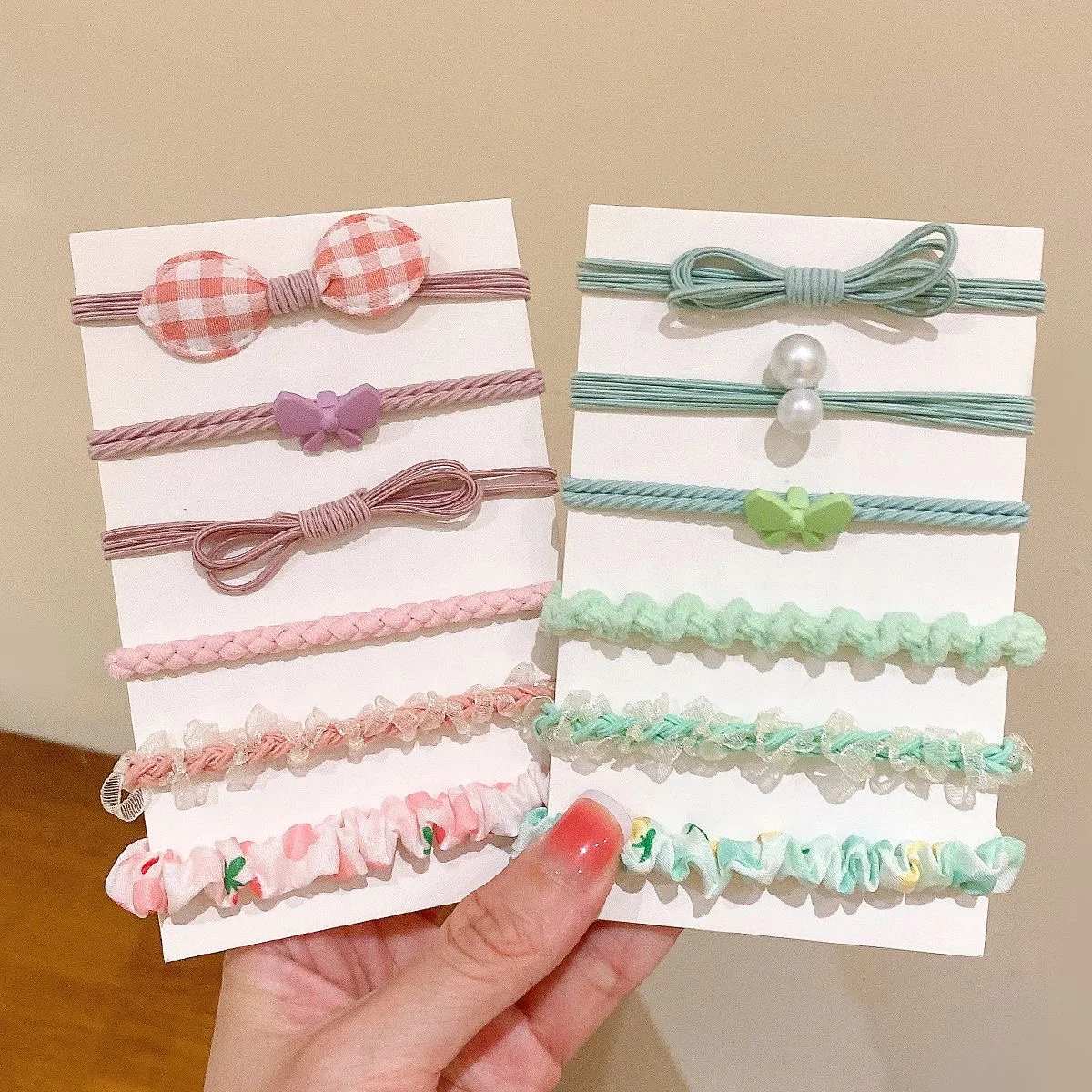 6Pcs/set Candy High Elastic Hair Band for Girls Ponytail Holder Hair Rope Bow Scrunchie Hair Ties Rubber Headband Accessories