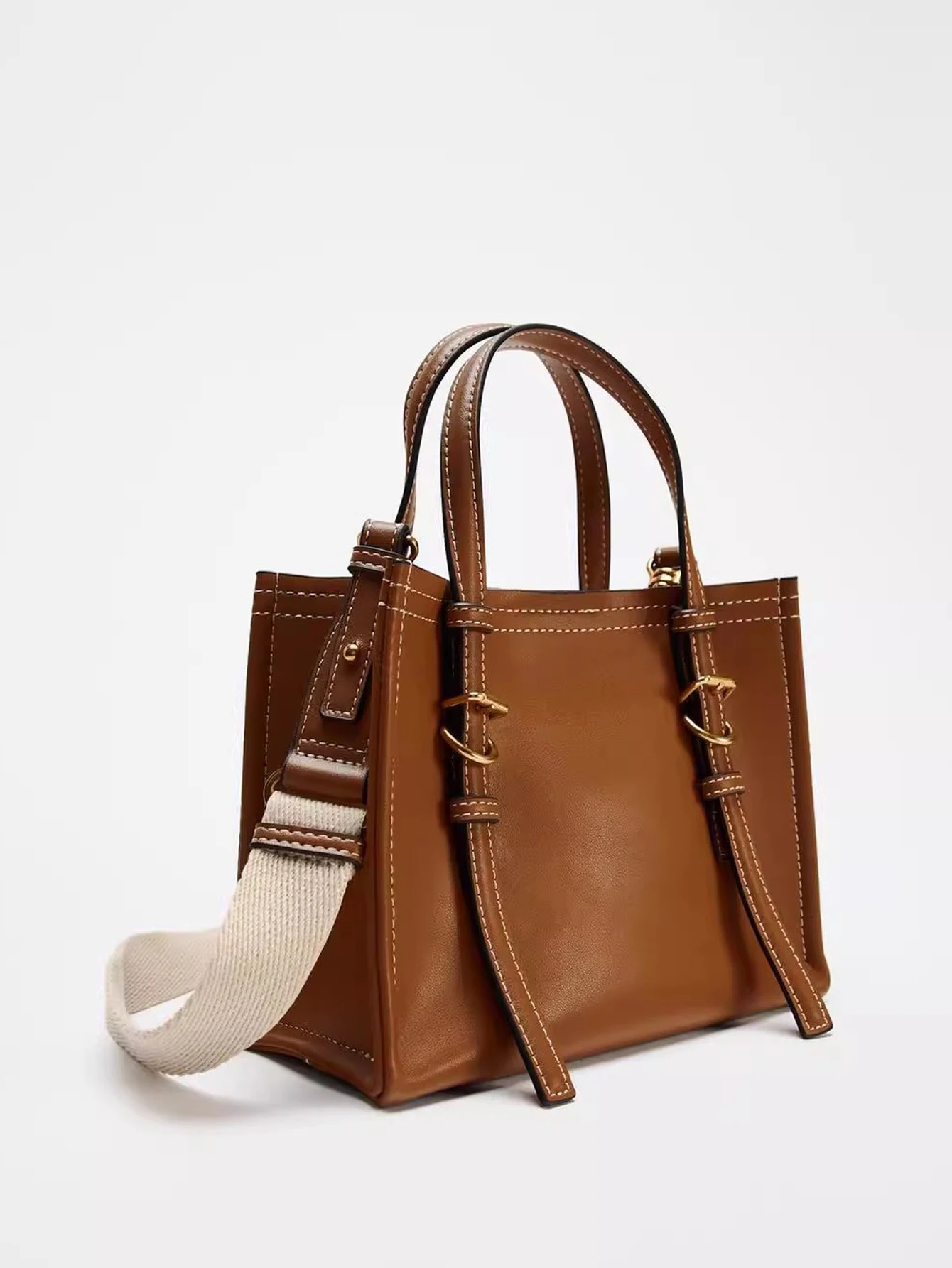 Cross border 2024 brown yellow handbag autumn new product, versatile single shoulder crossbody bag for work, commuting, leisure image 3
