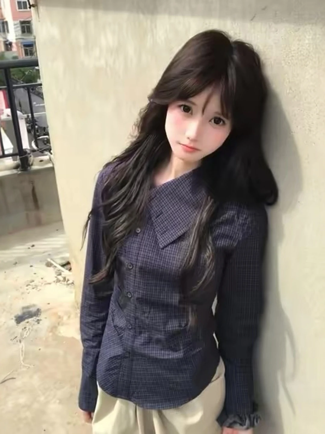 

Ретро-рубашка в клетку без структурированного кроя для женщин: весенняя, уникальная, стройнящая, модная, с длинным рукавом, в корейском стиле, для повседневной носки