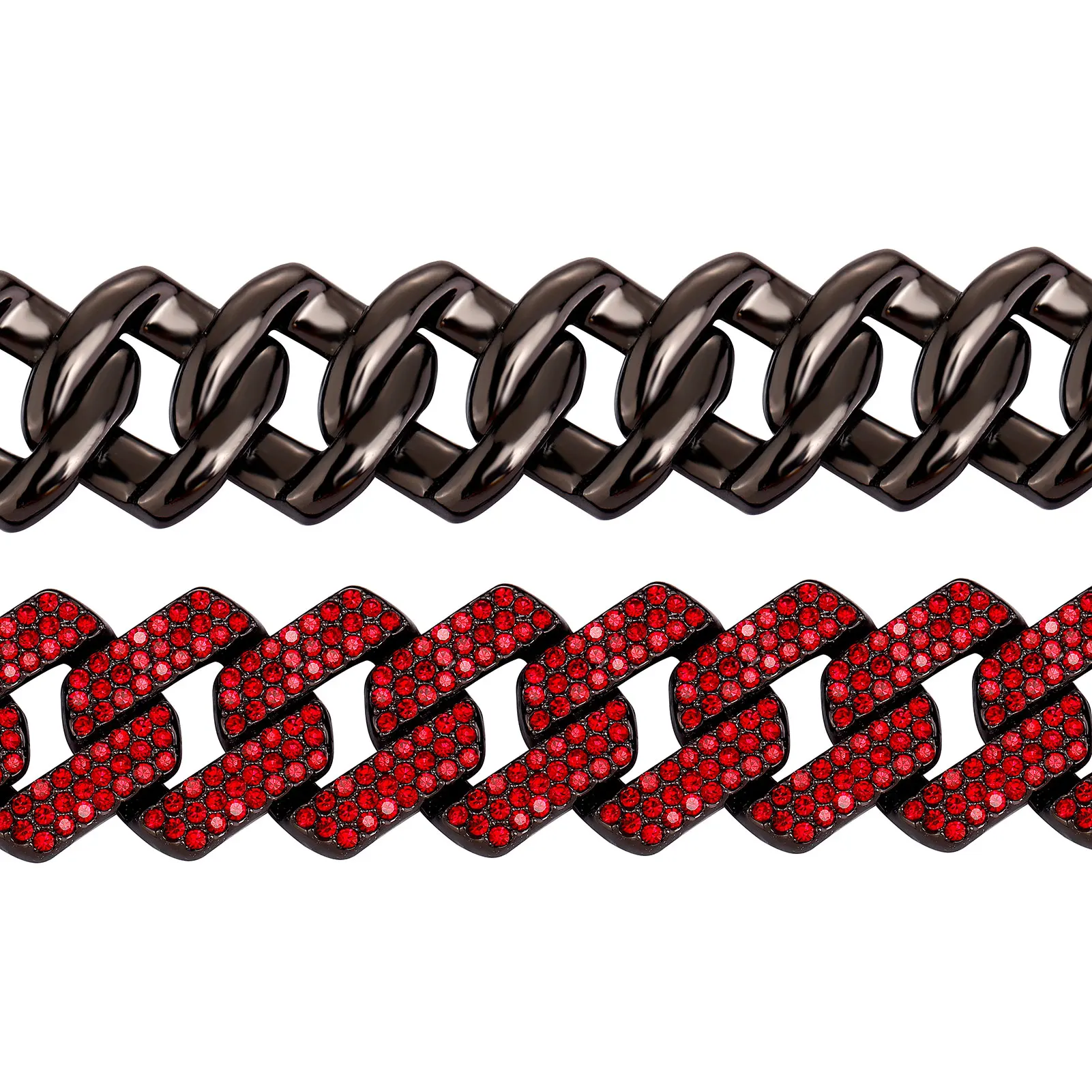 TOPGRILLZ 20MM Alloy Miami Cuban Chain Necklace/Bracelet Set For Men Iced Out Bling Rhinestones Jewelry For Halloween