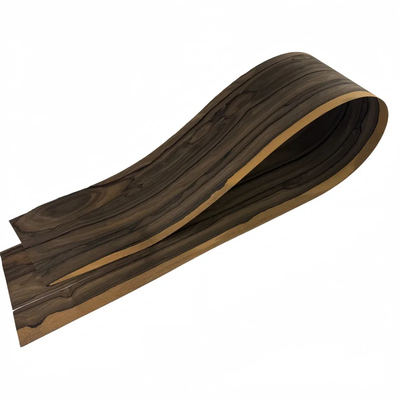 

2Pcs 0.5mm thick natural black persimmon wood veneer sheet for DIY furniture veneering, size 110x19cm."