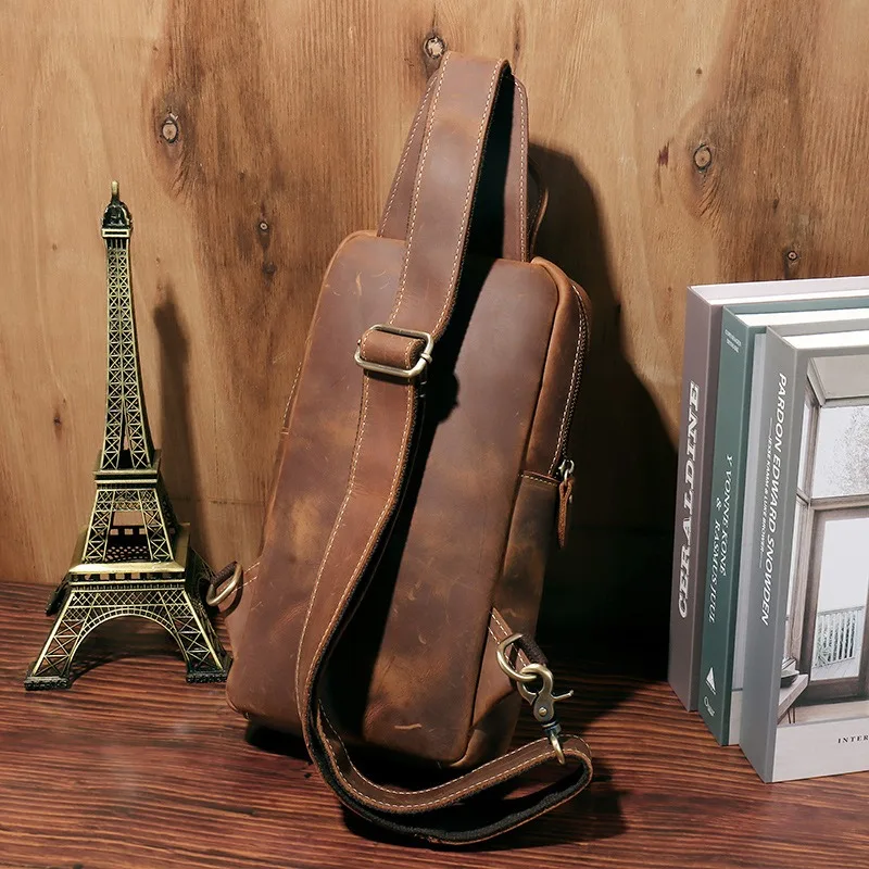 Zency Genuine Leather Men Chest Bag Theft-resistant Crossbody Bag Muti-pocket Handbag for Work Cycling 2025 Zipper Side Bags - Image 6