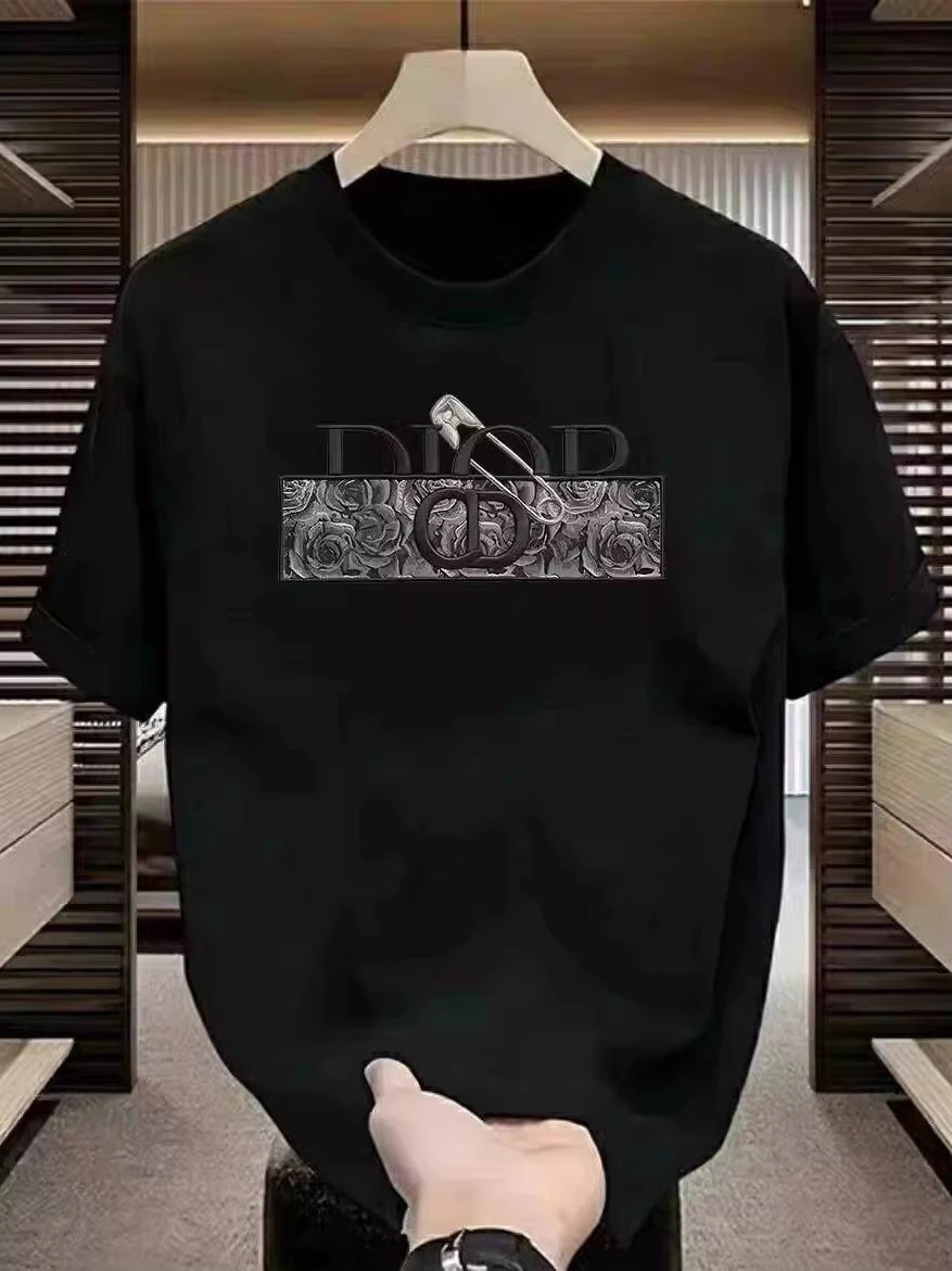 2026  American Heavyweight Pure Cotton Short-sleeved T-shirt Round-neck Top High-quality Ins Y2k Fashion Trend