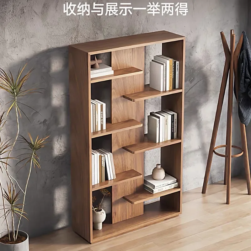 Solid Wood Bookcase Display Cabinet Multi Layer Storage Shelf Floor Standing Rack for Living Room Study Sample Showcase