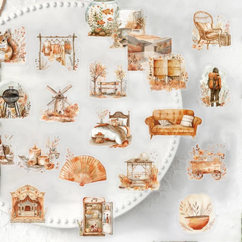 50 ورقة في كل عبوة، ملصقات فنية بمشبك ألوان مائية، مادة الحيوانات الأليفة، ملصقات مقاومة للماء، ملصقات تزيين للهاتف المحمول