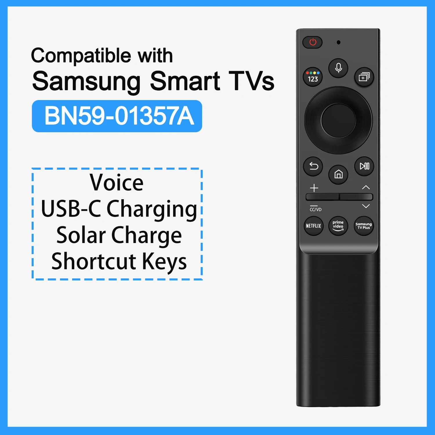 BN59-01357A BN59-01357F BN59-01357P Solar Voice Remote Replacement for Samsung Frame Smart TV Remote with Rechargeable Sol... BN
