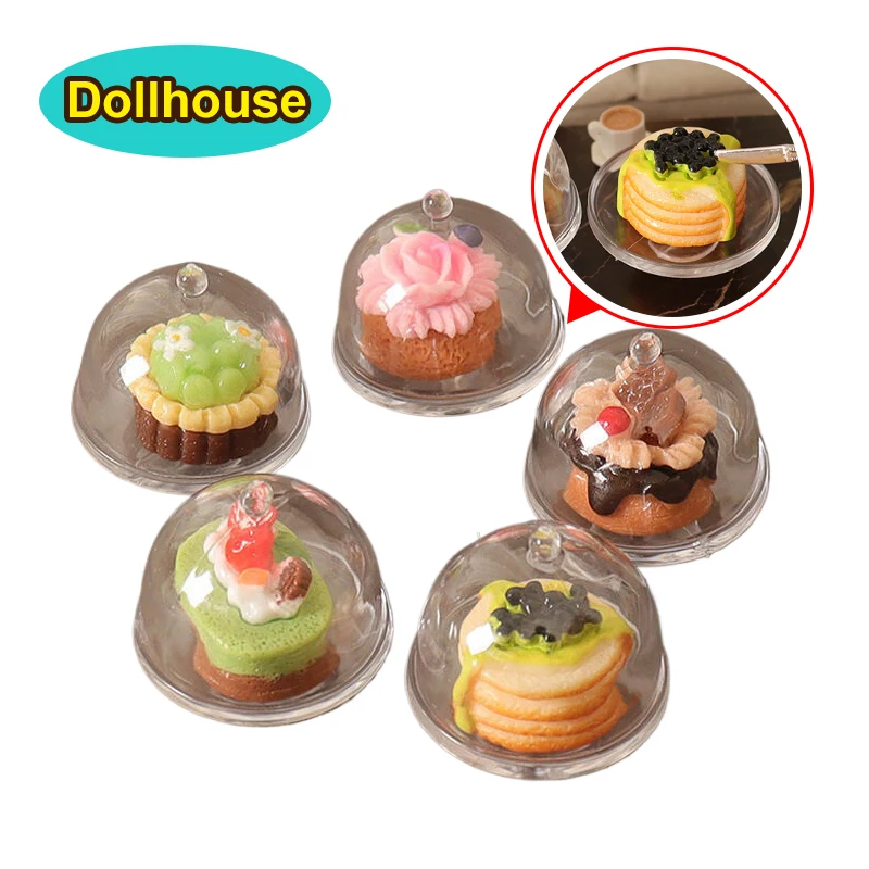 1/12 Dollhouse Simulation Coffee Cake Dessert Set Dollhouse Mini Kitchen Tray Tableware Accessories Dolls House Decoration