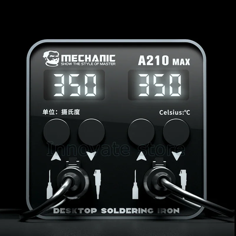 MECHANIC A210 Max Dual Constant Temperature Soldering Station 5 Storage Universal C210 Soldering Iron Handle Rework Station Tool