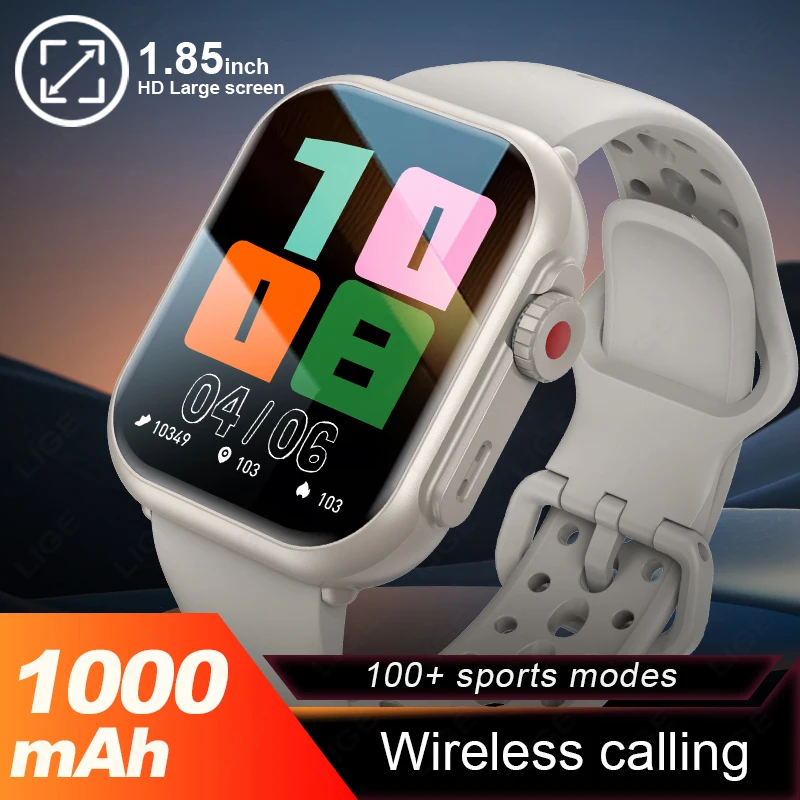 

LIGE 2026 Watch For IOS Smart Bracelet 1000mAh Battery AMOLED Display Bluetooth Call Waterproof Men Women Sports Smart Watch