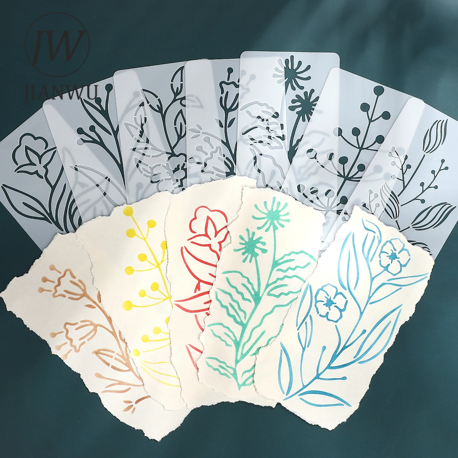 JIANWU 18 قطعة زهرة نباتية عتيقة مادة المناظر الطبيعية المجوفة قالب اللوحة الكولاج ختم الإبداعية لتقوم بها بنفسك غير المرغوب فيه مجلة القرطاسية #2