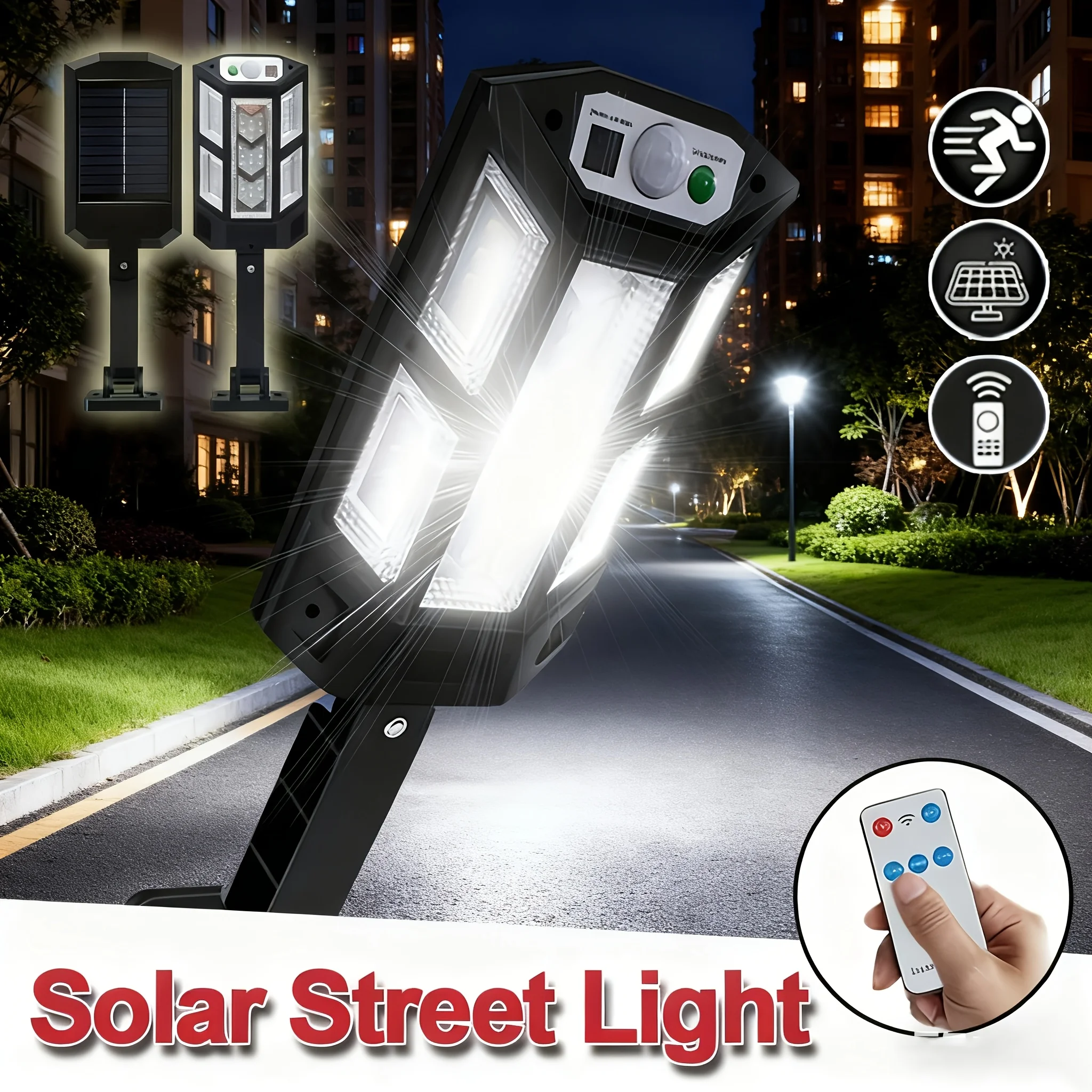 Solar-LED-Leuchte Superhelle Außen-Solarlampe mit Bewegungssensor 3 Modi Energiesparend Wasserdicht IP65 Solar-Garten-Wandlaterne