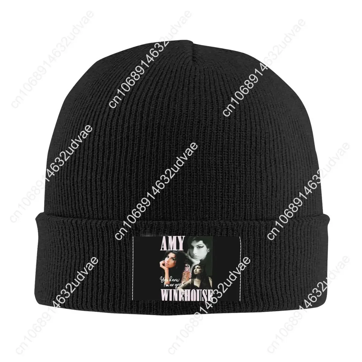 

Amy Winehouse You Know I'M No Good Knitted Beanie Hat Beanies Cap Trendy Splicing Adjustable