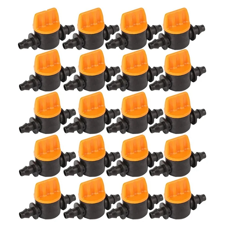 

100PCS Mini Valve For 4/7Mm Hose Irrigation Barbed Water Flow Control Valve Garden Watering Connector Accessories