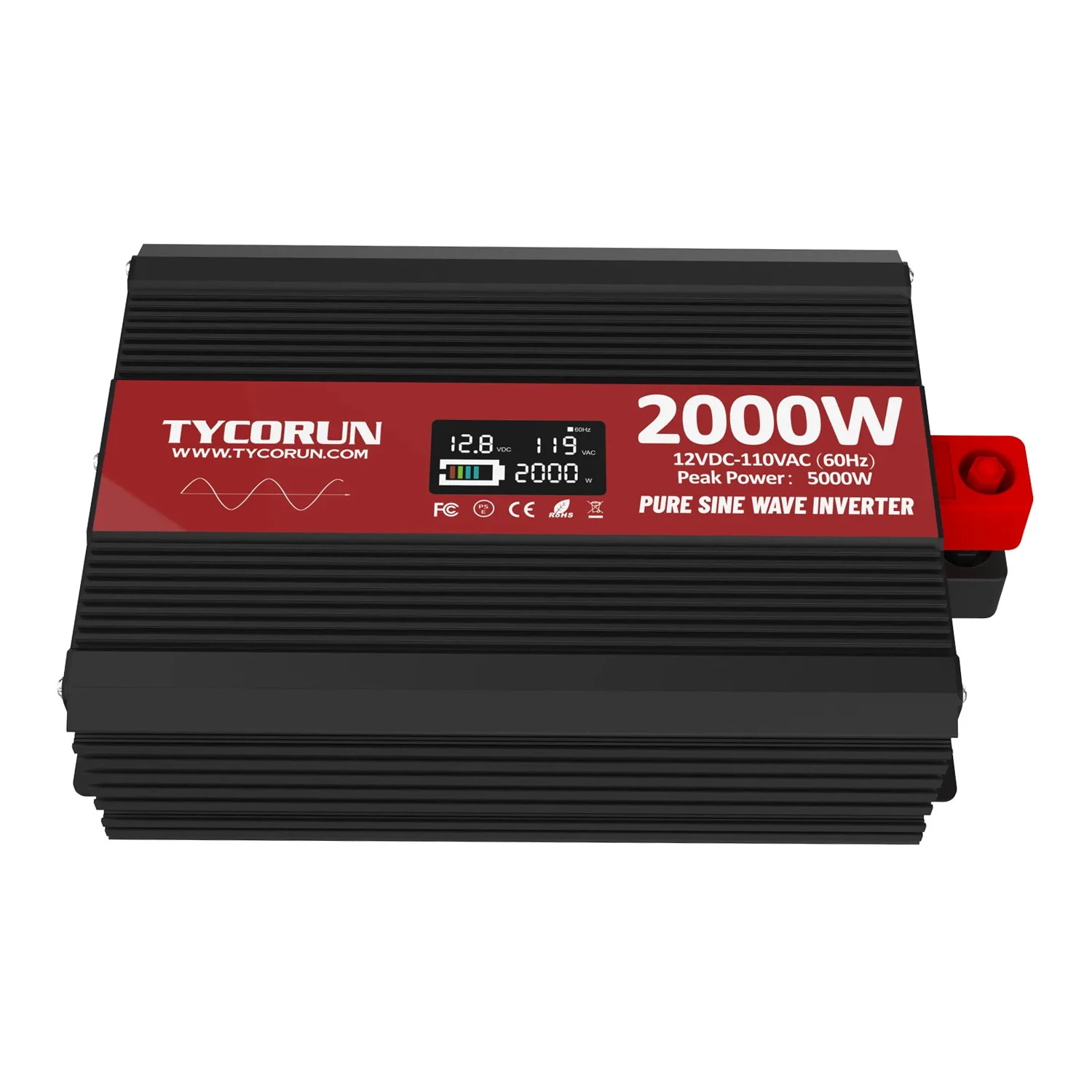 Tycorun 2000w pure sine wave inverter 12v dc to 120v ac converter