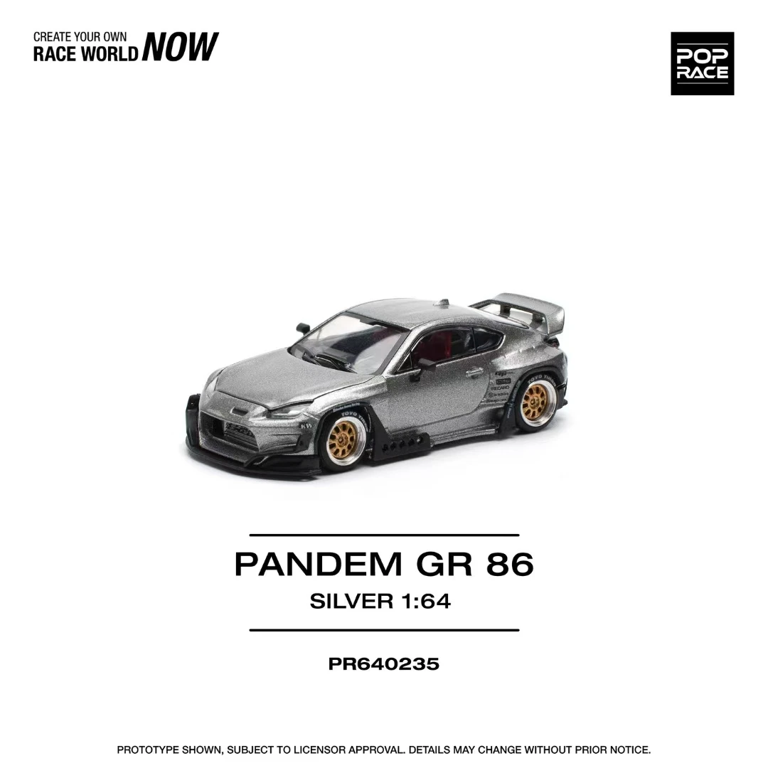 PreSale Pop Race 1:64 Pandem GR86 ZN8 Rocket Bunny Silver Openable Hood Diecast Diorama Car Model Toy