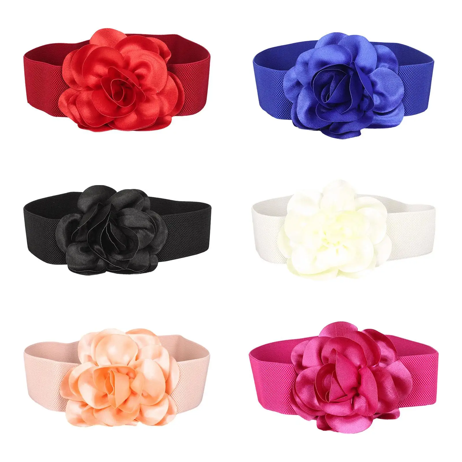 

Wide Elastic Belt Womens Flower Belt Ladies Stretch Belt for Christmas Party Casual Matching Women Dresses