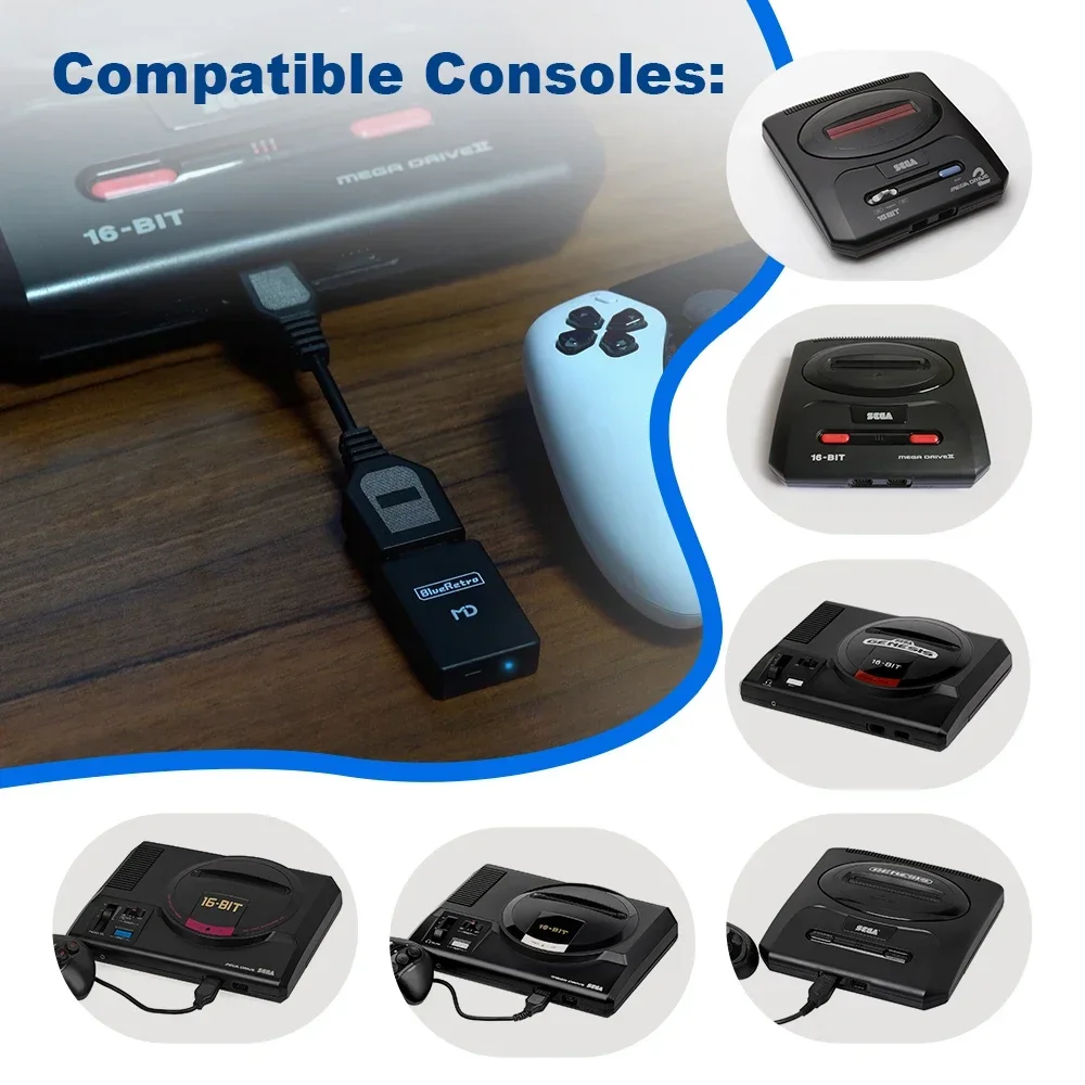 محول وحدة التحكم اللاسلكية BlueRetro لجهاز PS4 PS5 Switch 8bitdo أو Sega Genesis لوحدة التحكم اللاسلكية Mega MD Drive