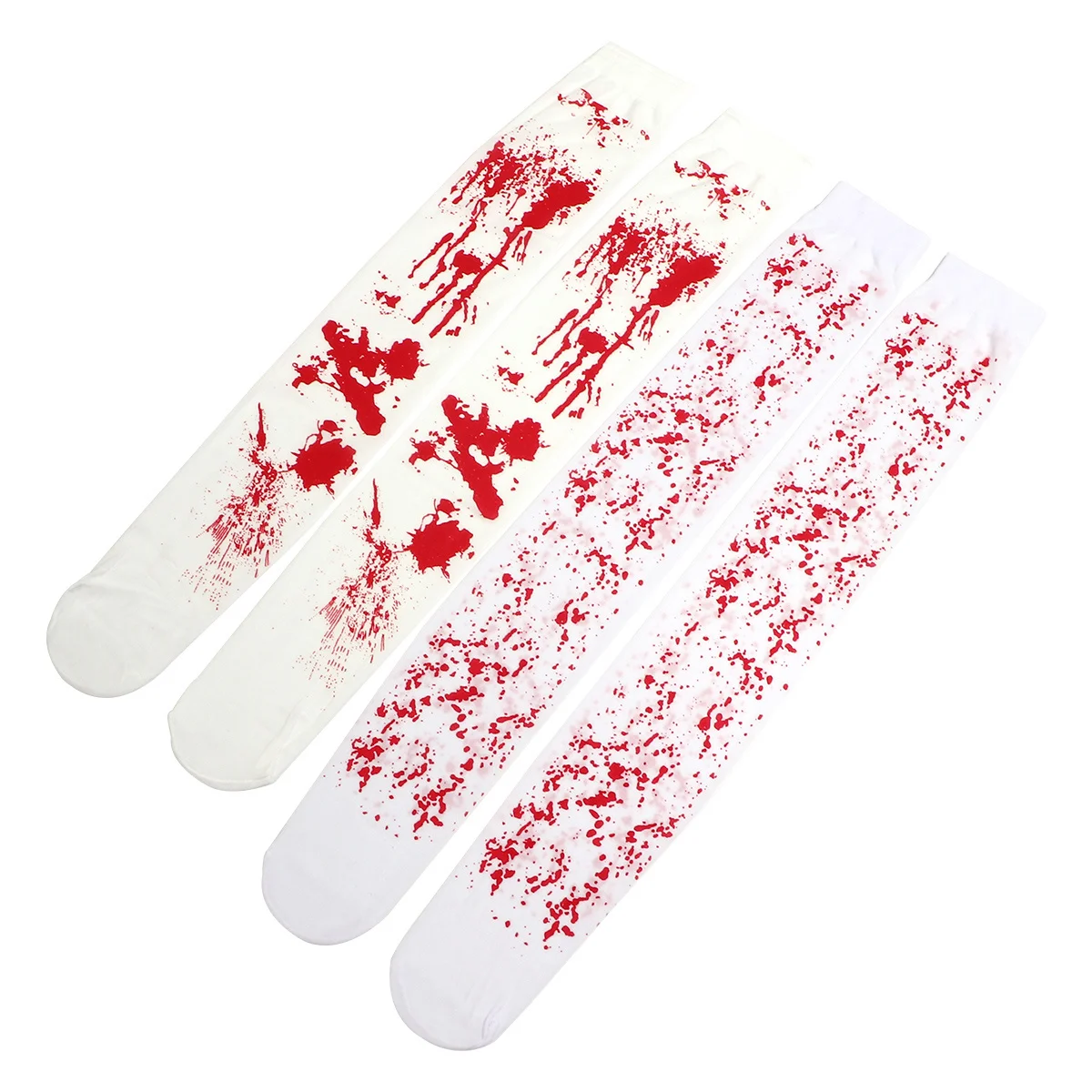 

2pcs White Knee High Stockings Women Halloween Socks Horror Cosplay Party Masquerade Costume Accessory Scary