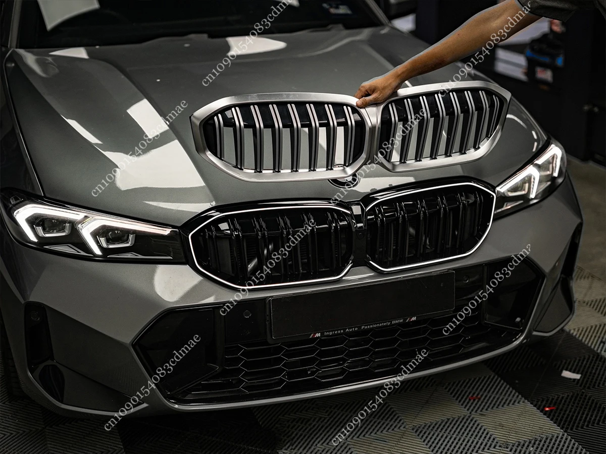 

Для BMW 3 серии G20 G21 318i 320i 330i 330d M Sport 2019-2025 Глянцевая черная передняя решетка, центральный капот, светодиодная подсветка, гоночные грили, отделка