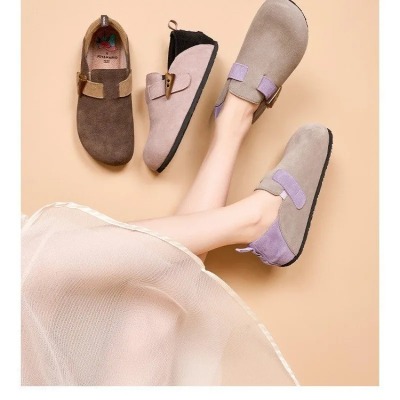 Fashion Suede Men Casual Shoes Breathable Leather Half Slippers Outdoor Indoor Loafers Flats Comfortable Summer Couple Sneakers image 3