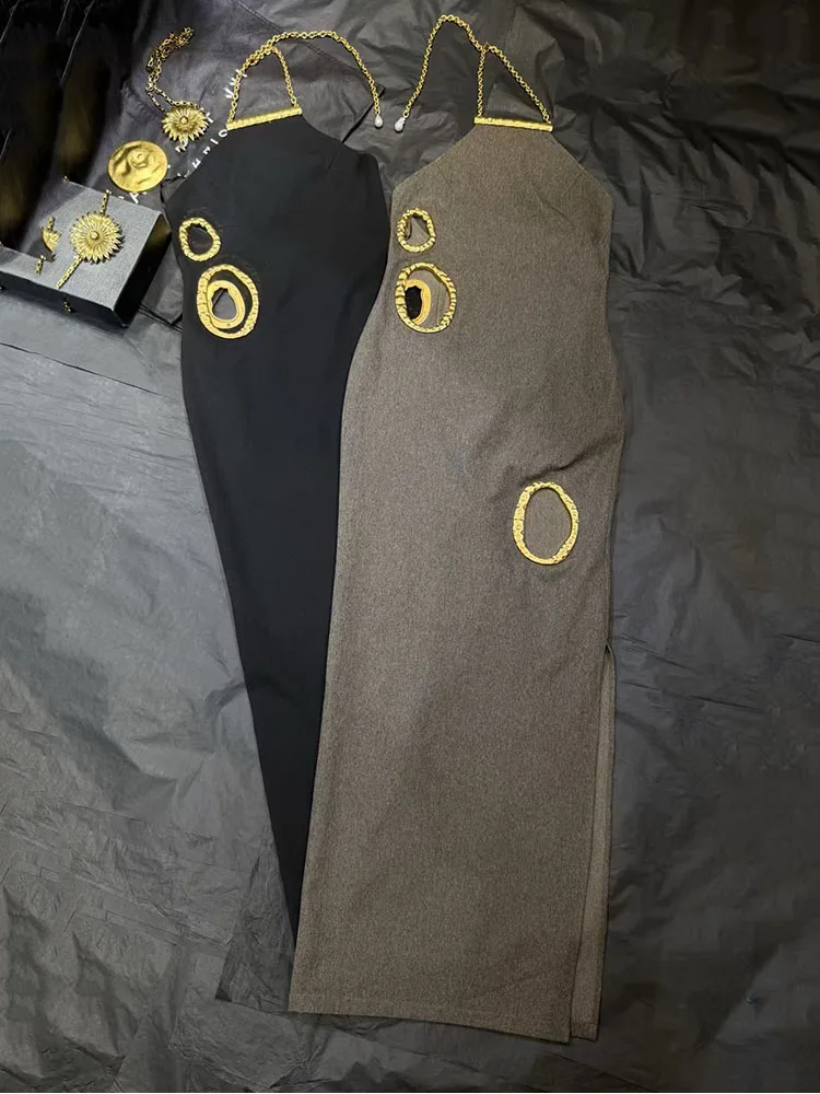 レディースドレス、天然パールホルターネックガウン、非対称カットアウトイブニングガウン、高品質、コルセット、2026、春、新作、