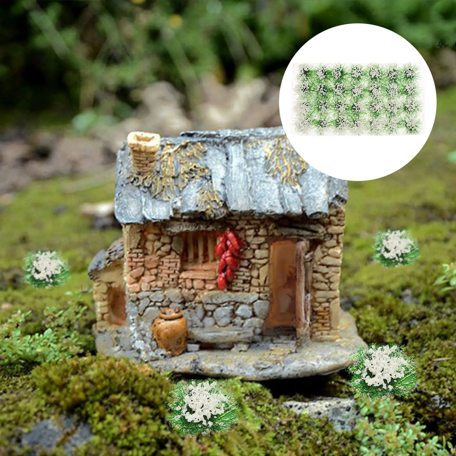 

Miniature Vegetation Simulation Flower Cluster Compact Mini House Adornment Mini Scene Decor Artificial Flower Cluster