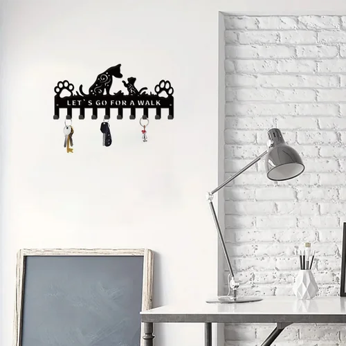 매력적인 고양이와 개 금속 키홀더 벽걸이 다리미 키 행어, 반려동물 애호가에게 완벽한 입구 및 주방 정리 