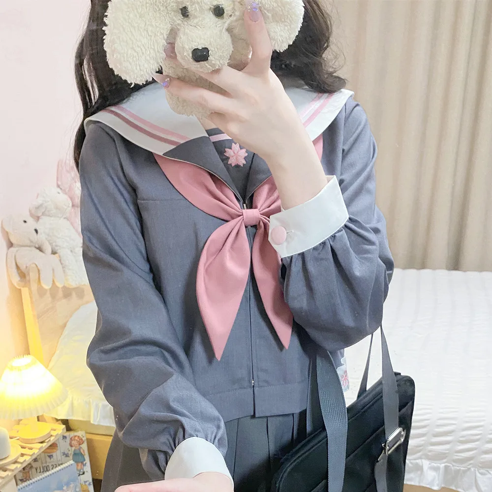 Frauen Seemann Outfit High School JK Uniform japanisches Kleid Student Kleidung Falten rock Grauer Matrosen Anzug Mädchen Seifuku Koreanisch