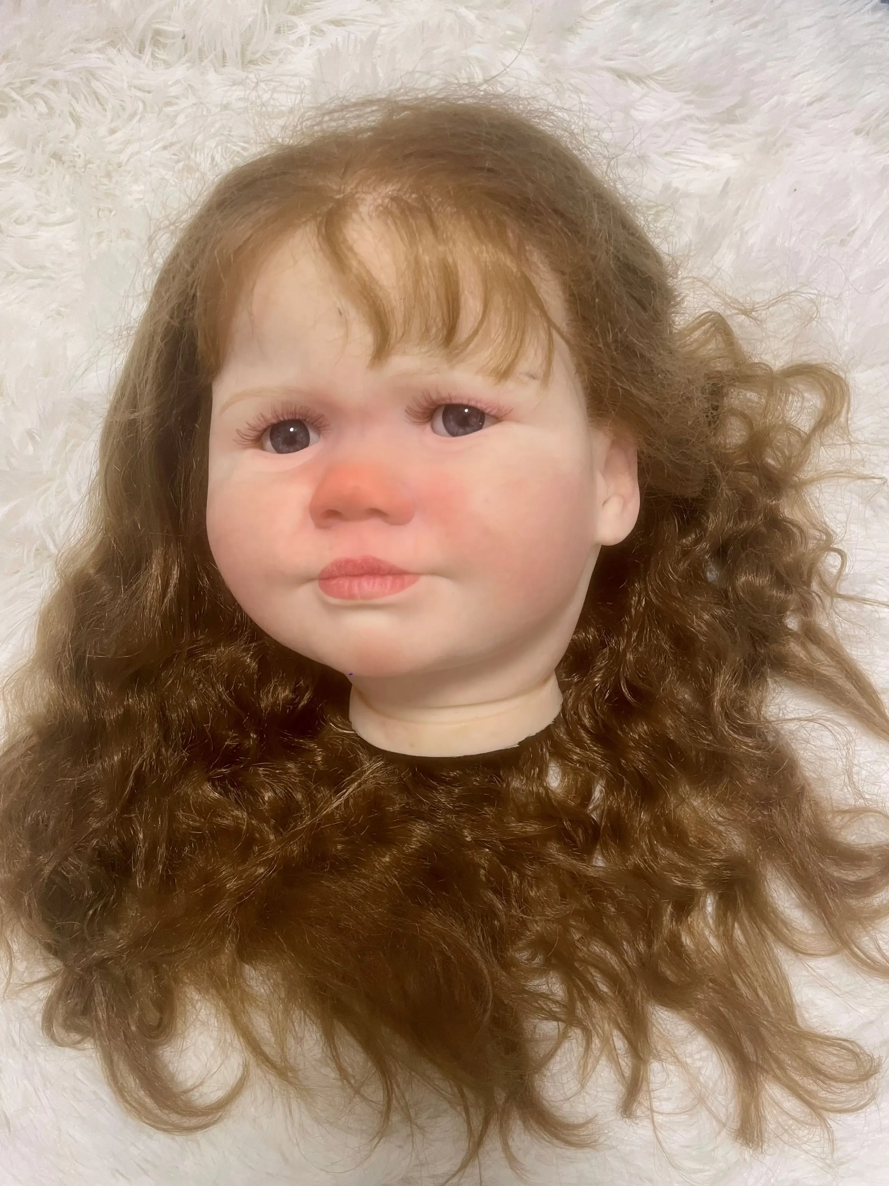 SINO-BB Muñeca Reborn de 36 pulgadas, solo cabeza de 3 años, piel 3D con pelo enraizado a mano, pieza DIY