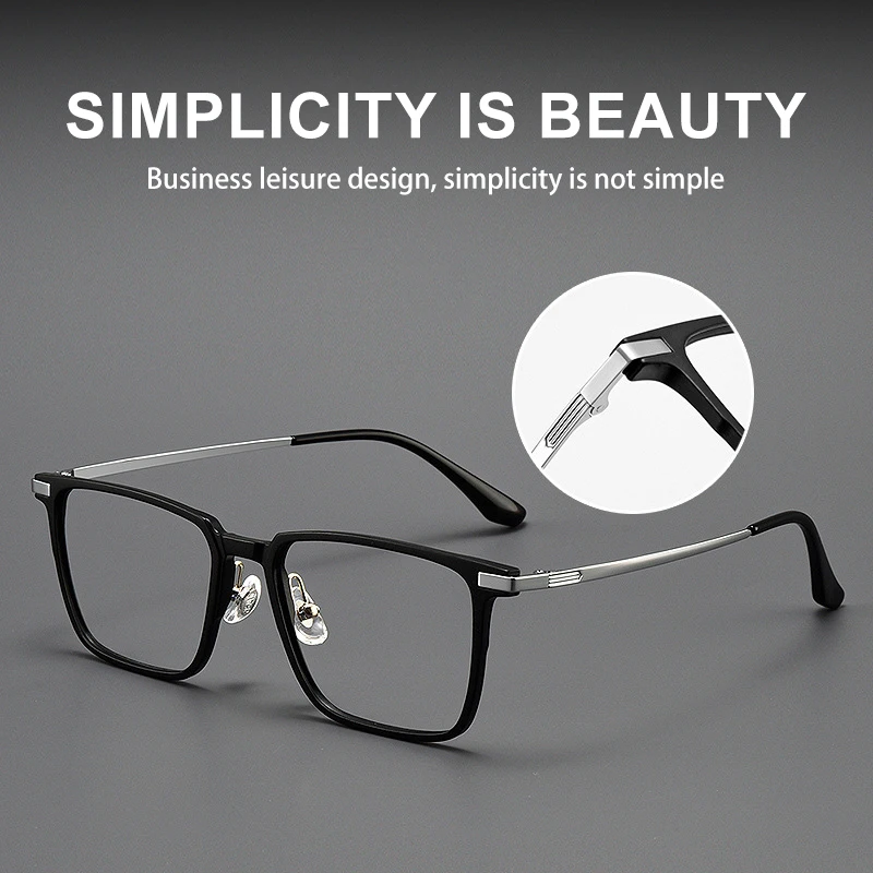 

VICKY TR Pure Titanium Temple Myopia Reading Glasses Men Anti-blue Light Business Square Frame with Prescription Casual 93006