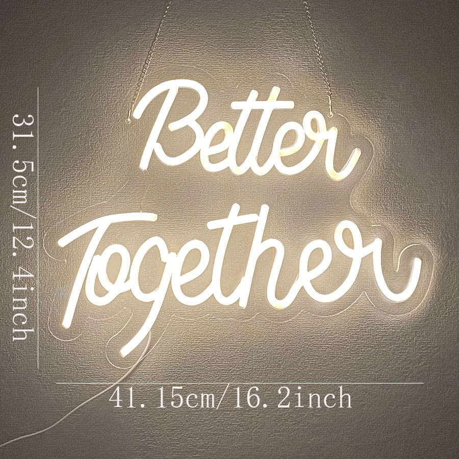 أفضل معًا علامة النيون لديكور الحائط ، الزفاف Led ضوء النيون USB رسائل النيون علامات النيون لحفل الزفاف ، حفلة خطوبة ، عيد ميلاد #3