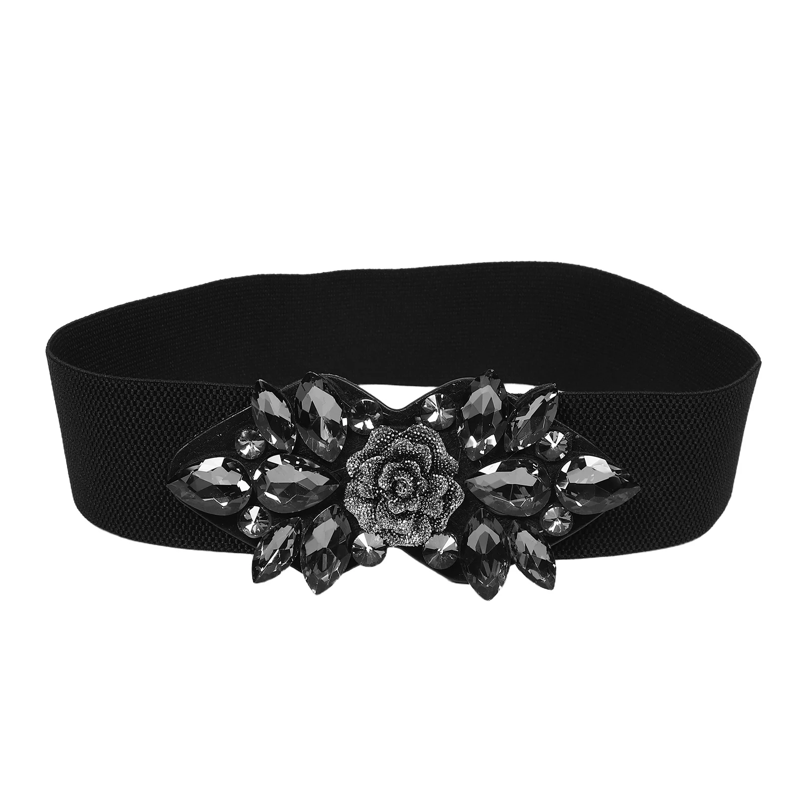 

Wide Rhinestone Elastic Waist For Women Formal Dressy Stretch Belt Party Evening Wear Decorative Belt