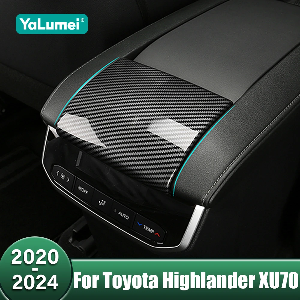 

ABS Car Rear Armrest Box Panel Decoration Sticker Trim Cover For Toyota Highlander XU70 Kluger 2020 2021 2022 2023 2024 Hybrid