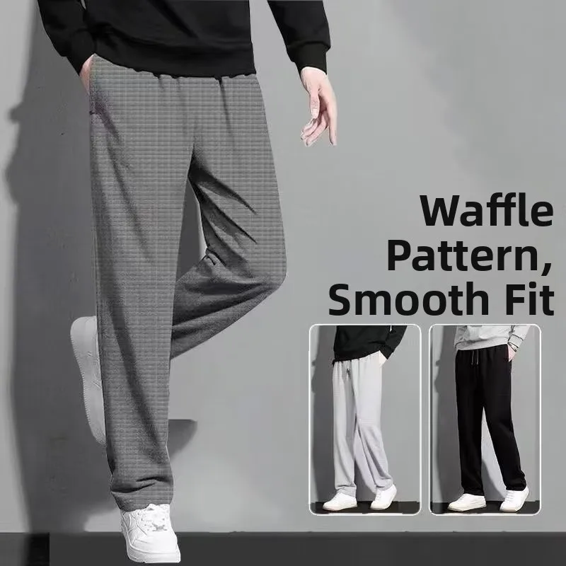 

Мужские повседневные спортивные брюки свободного прямого кроя из износостойкого полиэстера, не мнущиеся, удобные, свободного кроя