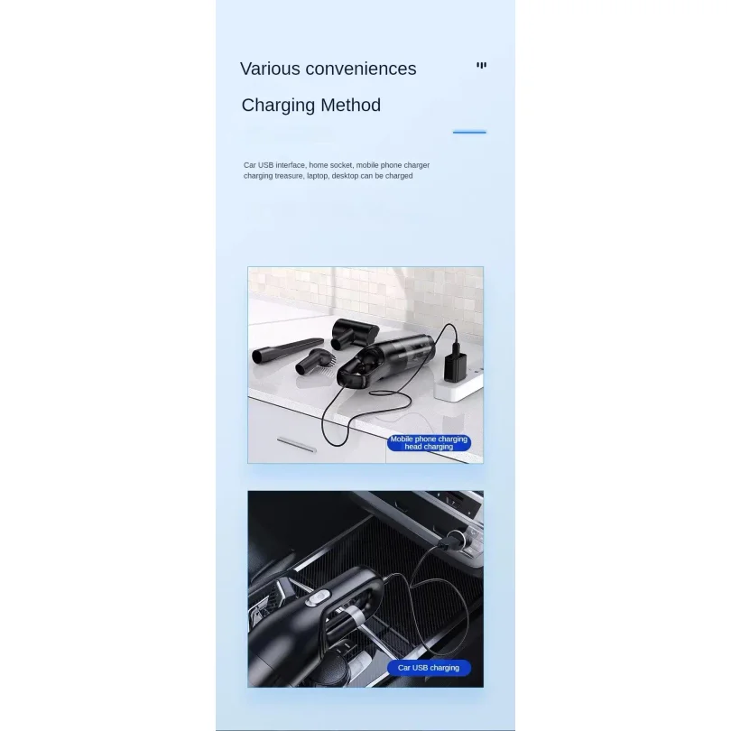 High Suction Handheld Car Vacuum Cleaner Portable Dual Use Household Water Absorption Cleaning Tool for Auto Interior