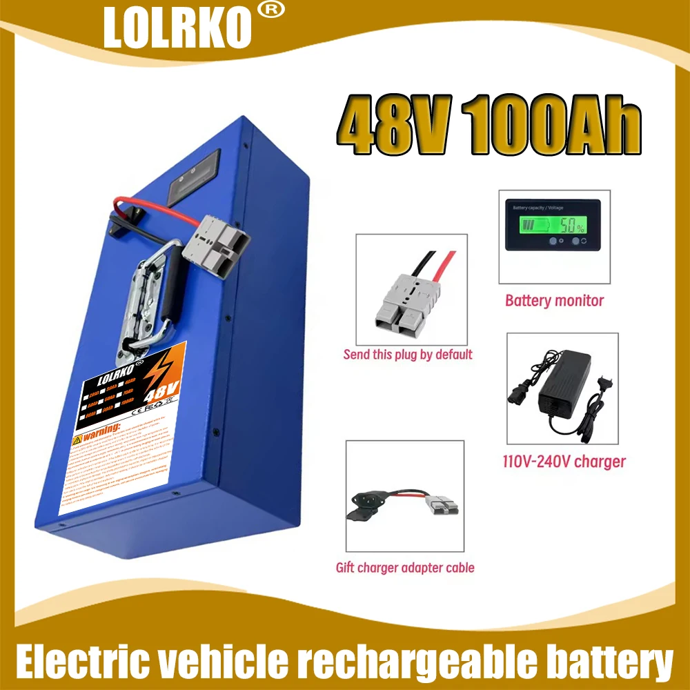 

Air freight 48V 20-100AH portable 18650 lithium battery waterproof iron box 40AH BMS application 500W-3000W