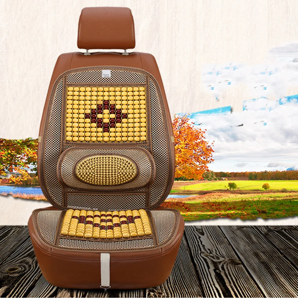 

Ice Silk Massage Pad Car Seat Cover Summer Wood Bead Cushion Wear Resistant Durable Long Life 3D Edge Process Car Interior