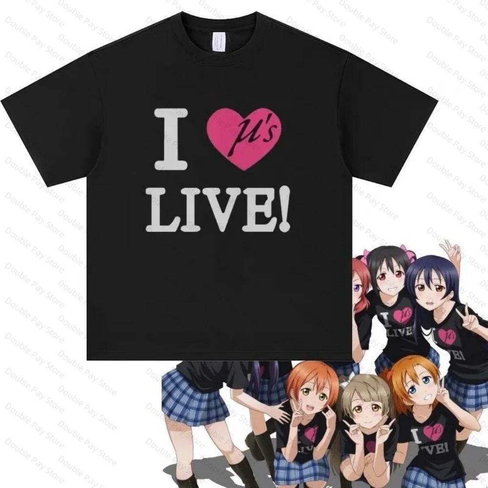 

Love Live! μ's I Love μ's LIVE T-Shirt Cotton Casual Short Sleeve Anime Tee for Men's shirt Women t-shirt Summer Streetwear Tops